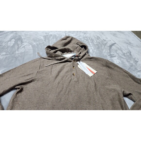 Hawker Rye Men's Medium Beige Cotton Nylon Pullover Button Up Hoodie NWT - Picture 2 of 8